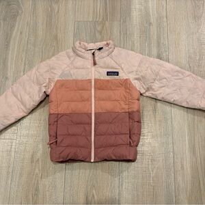 Patagonia Kids Two-Tone Pink and Brown Puffer Jacket